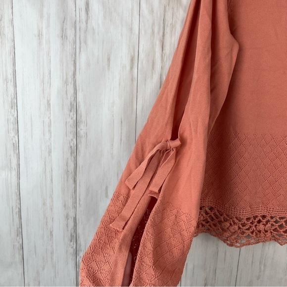 House of Harlow 1960 x Revolve peach knit crochet open sleeve sweater top XS - Picture 4 of 9